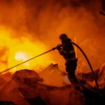 Who Will Stop Madman Putin? Russian ballistic missile attack kills 15, injures 51 in Kyiv and surrounding area as rescue efforts continue Firefighters fighting a warehouse in Kyiv after a Russian missile attack. AP Photo/Dan Bashakov.