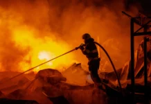 Who Will Stop Madman Putin? Russian ballistic missile attack kills 15, injures 51 in Kyiv and surrounding area as rescue efforts continue Firefighters fighting a warehouse in Kyiv after a Russian missile attack. AP Photo/Dan Bashakov.